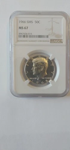 1966 SMS Kennedy Silver Half Dollar certified MS 67 by NGC! Light Cameo