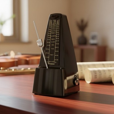 Classic Black Mechanical Metronome: Perfect for Piano, Guitar, Violin & More