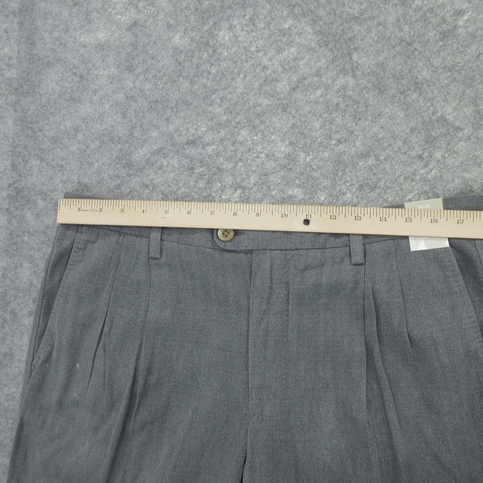 Tommy Bahama Pants Mens 35x31 Gray Havana Herringbone Silk Cotton Dress Pleated