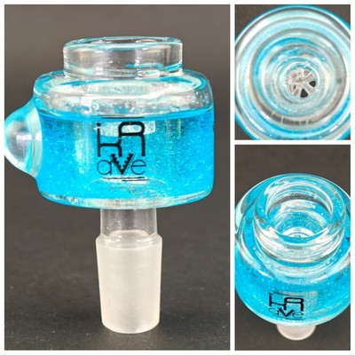 14mm Male Krave Freezable Glycerin Bowl built-in honeycomb filter - Teal Glitter