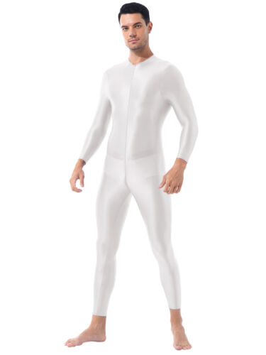 Mens Spandex Bodysuit Long Sleeve Jumpsuit Full Body Shapewear Unitard Leotard - Picture 135 of 184