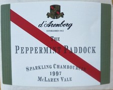 Etiquettes vin AUSTRALIA D'Arenberg THE PIPPERMINT PADDOCK Mc Laren Vale 97