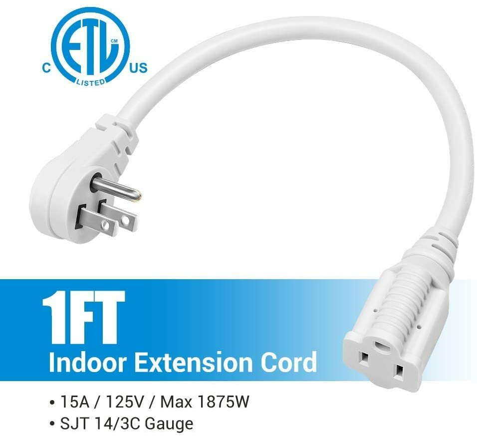 DEWENWILS Indoor Flat Plug Extension Cord 14 Gauge Heavy Duty 3 Prong 3Pack 1FT 631851164940 eBay