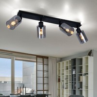 Deckenlampe Spotleiste Deckenstrahler Beweglich Wohnzimmerlampe Rauchglas L 67Cm