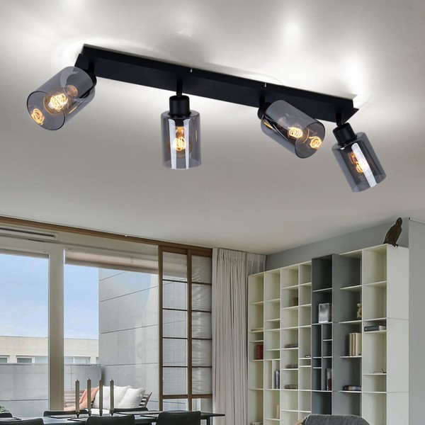 Deckenlampe Spotleiste Deckenstrahler Beweglich Wohnzimmerlampe Rauchglas L 67Cm-image