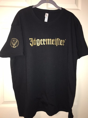 Jägermeister Baumwoll T-Shirt Schwarz Kurzarm Rundhals Schnaps Logo Unisex 2XL