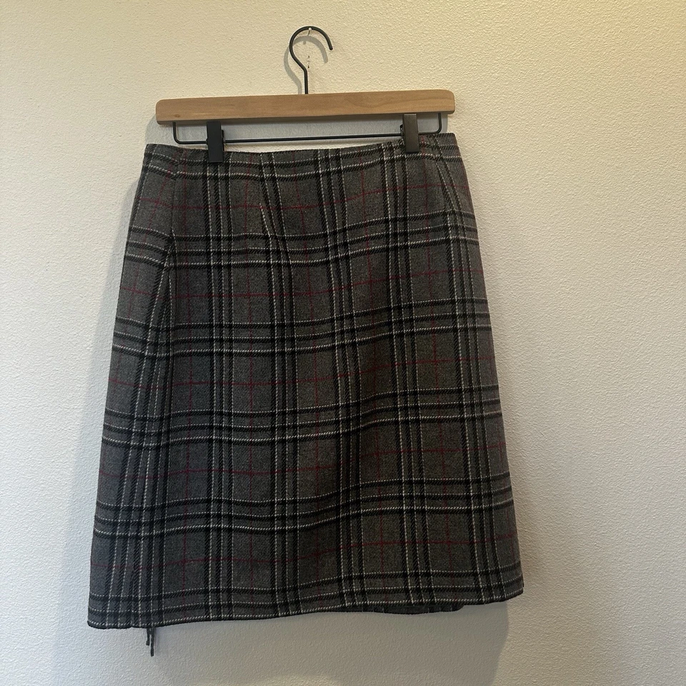De Colección Sag Harbor, Falda de Lana para Mujer 10/Gris, Negro y Rojo a Cuadros Foto 4 de 4