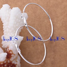 Designer Inspired 925 Sterling Silver 2.36inch Large Thin Tube Hoop Earrings A2F