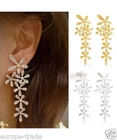 LONG BUTTERFLY DIAMANTE CRYSTAL TASSEL DROP DANGLE CHANDELIER EARRINGS