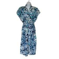 Inner Most VTG Women’s Floral Satin Robe Polyester Size S Pockets Shoulder Pads