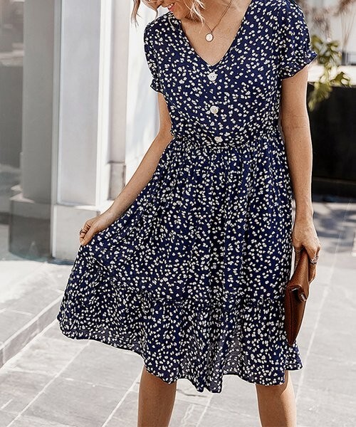 Supreme Fashion Navy Abstract Ruffle-Hem Button-Front A-Line Dress Size XL | eBay Supreme Fashion Navy Abstract Ruffle-Hem Button-Front A-Line Dress Size XL | eBay