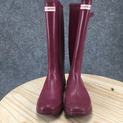 HUNTER Original Tall Gloss Rain Boot Womens 9M Burgundy Plum  display picture 1