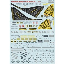 Mc Donnel Douglas AV-8B Harrier II Part 1 Decals Scale 1:48 Print Scale 48-153