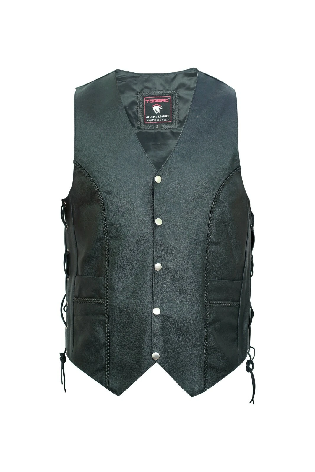 Torero Fitness Motorbike Leather Vest with side Lace, Gun Pocket