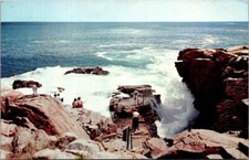 THUNDER HOLE Acadia National Park Bar Harbor Maine VTG Chrome Postcard 1960 A26