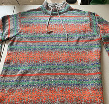 Vtg Nordic Fair Isle Print Pullover Mock Neck Colorful Knit Oversized Sweater