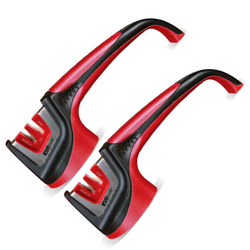 2 PACK AccuSharp Asian-Style Knife Sharpener Diamond/Ceramic Ergonomic Soft-Grip