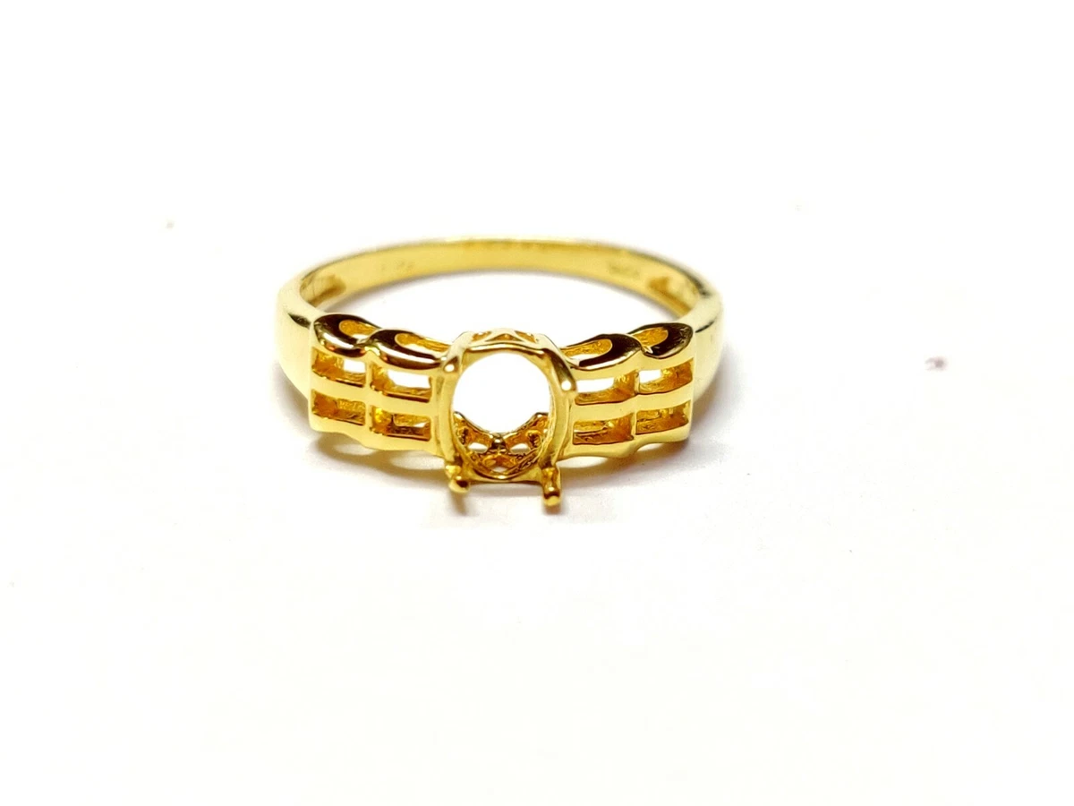 18K Gold 4x6 mm Oval Semi Mount Ring Gold Wedding Ring Blank Gold