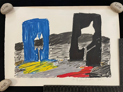 Menashe Kadishman, Two Cutout Trees 82  Signed ￼Artist Proof Lithograph 35 X 24 