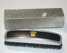 Art Deco Black Silver Leather Vintage Shoe Brush