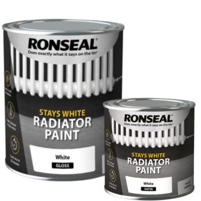 Ronseal Quick Dry Tough Heizkörperlack bleibt weiß glänzend seidenmatt 750ml 250ml