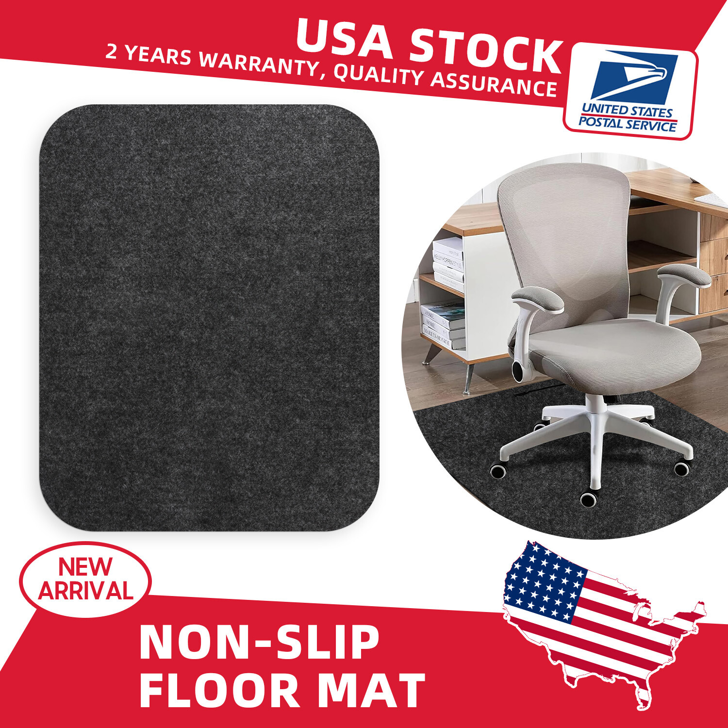 47x35 Non-Slip Indoor Outdoor Floor Mat for Hall Kitchen Bath in Grey