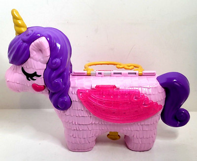 Polly Pocket Unicorn Party Compact Playset Carry Case Piñata NO ACCESORIES!