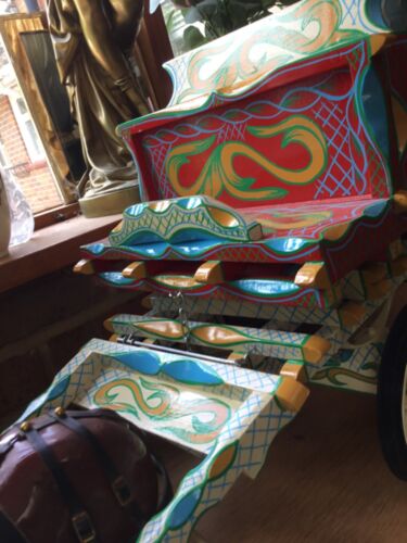STUNNING HAND BUILT AND PAINTED VINTAGE HORSE CART MODEL WAGON - Picture 3 of 8