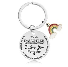 To My Daughter Round Inspirational Keychain In Silver