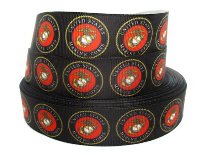 United States Marines 1'' Grosgrain Ribbon YOUR CHOICE 5/10 Yards (USMC Military)
