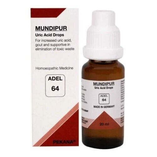 Pack of 3 X ADEL 64 Mundipur Uric Acid German Homeopathy Drops 20ml Free Ship - Picture 1 of 3