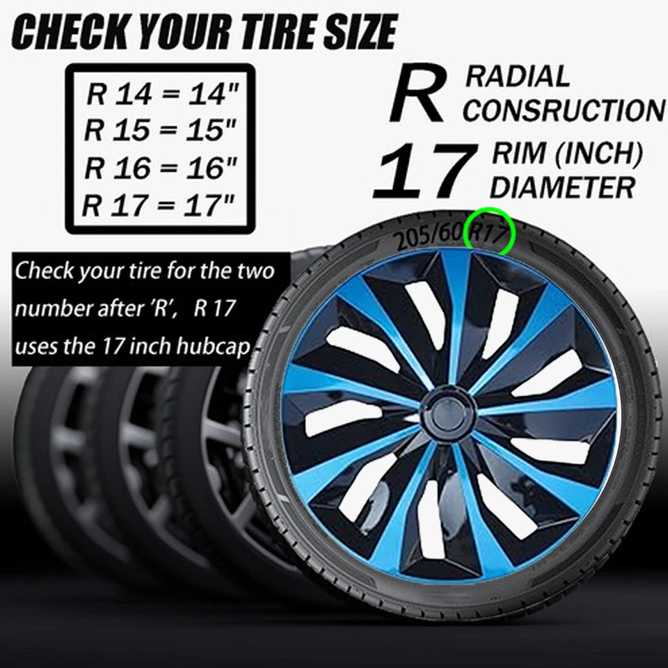 4 PCS 17" Wheel Covers Full Hub Caps R17 Rim fit for Volkswagen Beetle 2010-2019 - Image 2 of 4