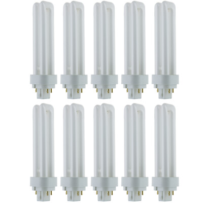 10 Pack Sunlite 18 Watt PLD 4-Pin Double Twin Tube, G24Q-2 Base, Super White