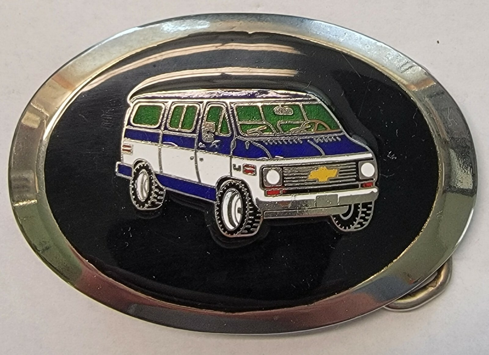 1977 CHEVY VAN BELT BUCKLE 1970' CHEVROLET ENAMELED A… Gem
