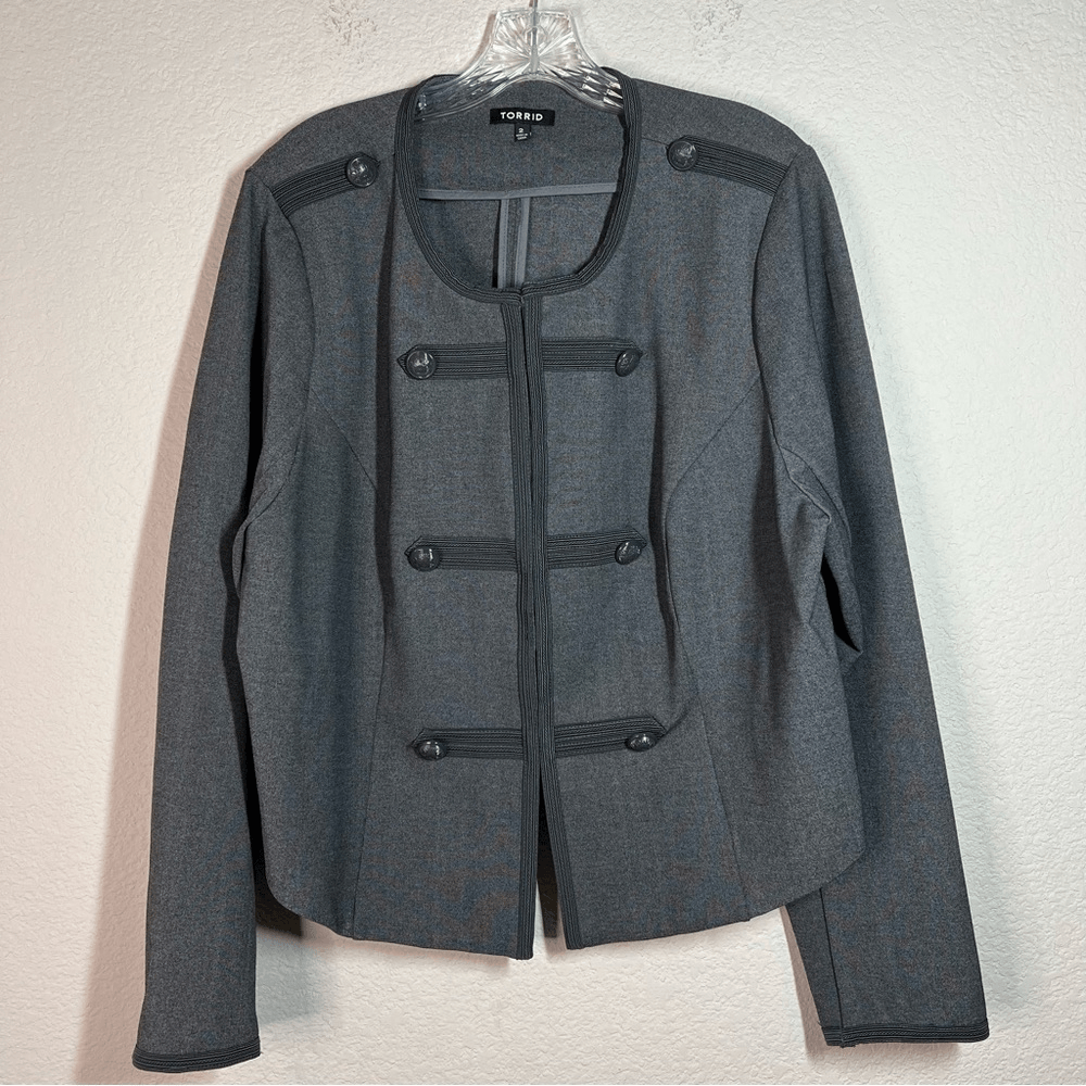 Torrid Dark Gray/ Charcoal Cropped Fitted Military Jacket Women's Size