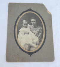 Antique B&W Oblong Photograph Young Son Mother Lela Dew Holt Andrew E Holt 1901