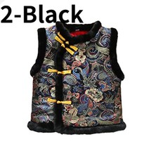 Chinese Kids Girs Boys Embroidered Vest Traditional Waistcoat Warm Tang Suit Top