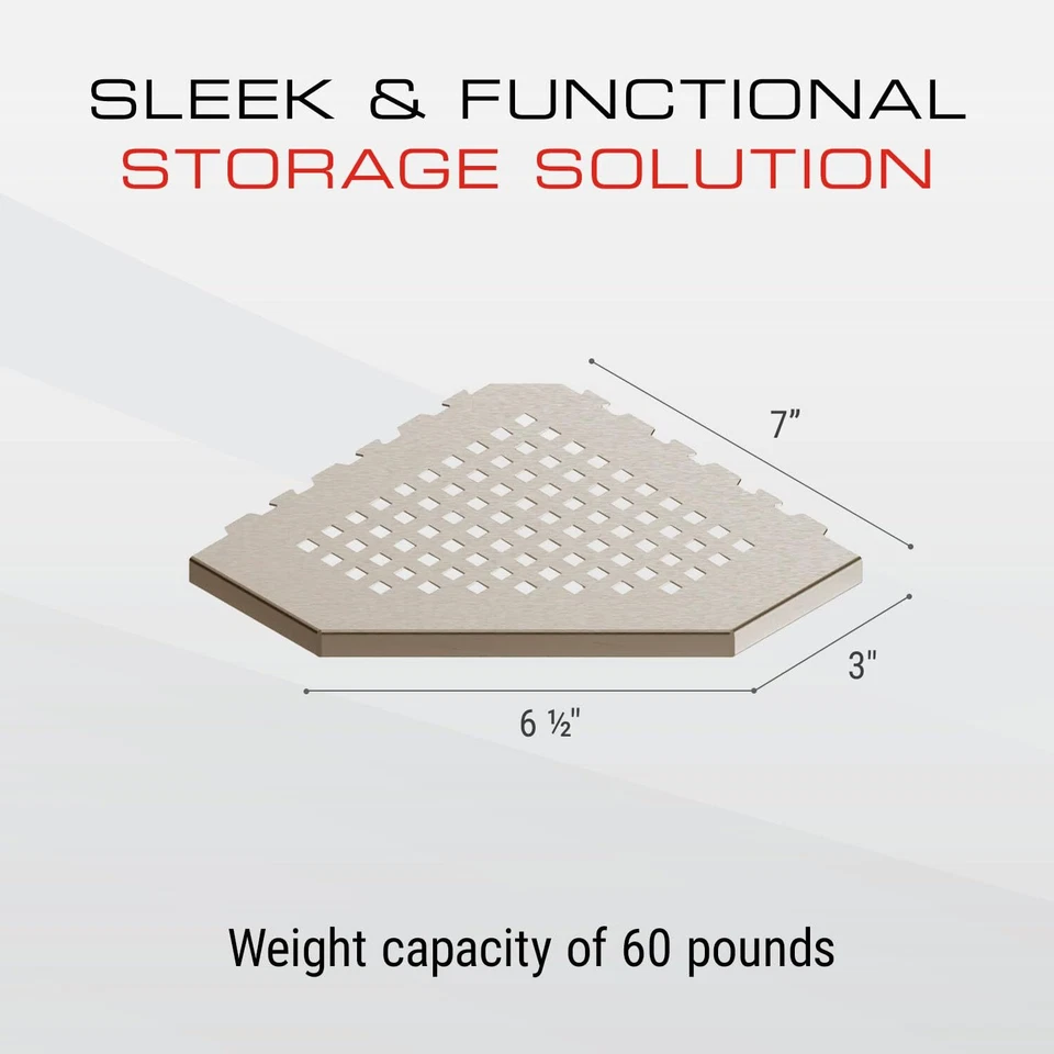 GURU USA Evolux Estante de Ducha Esquinero de Acero Inoxidable, Plus Trapezoide, Níquel Foto 3 de 4