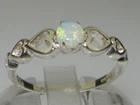 925 Sterling Silver Natural Opal Womens Solitaire Ring - Sizes 4 to 12