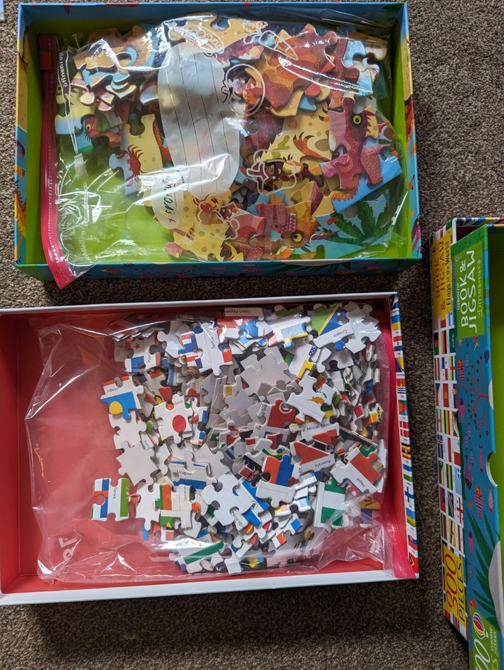 Usborne Dinosaurs Jigsaw puzzle & Flags of the World Jigsaw eBay