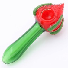 4" Glass Smoke Bowl Strawberry Fruit Smoking Pipe Tobacco Bowls Unique Green Red