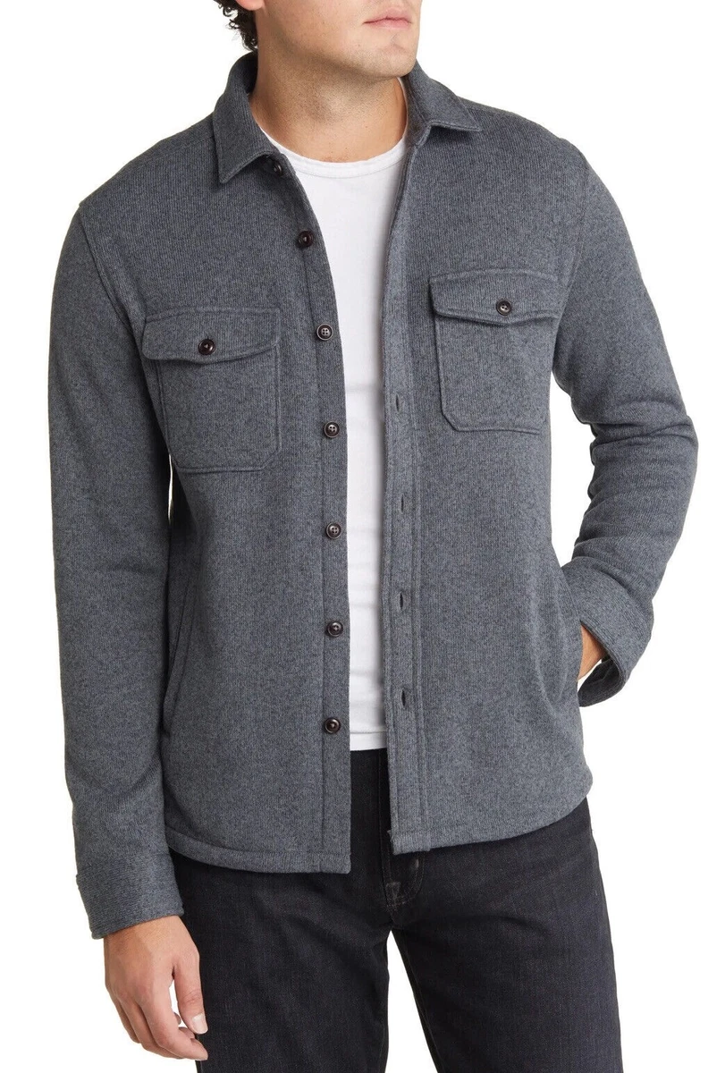 PETER MILLAR Men s Sweater Fleece Button Up Shirt Jacket Iron Grey