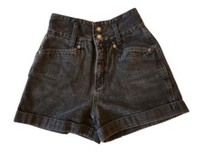 Vintage Express EXP High Rise Black Wash Denim Jean Shorts Size 1/2 90s