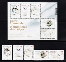 CANADA  2021 #3341-3345 Snow Mammals Souvenir Sheet Plus Singles