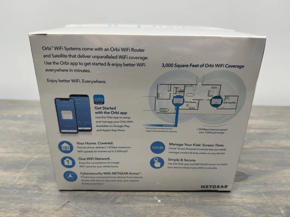 Netgear Orbi Mesh Wi-Fi System 2 Pack Up to 3,000 SF 1.2Gbps (RBK12-100) - New! - Image 4 of 4