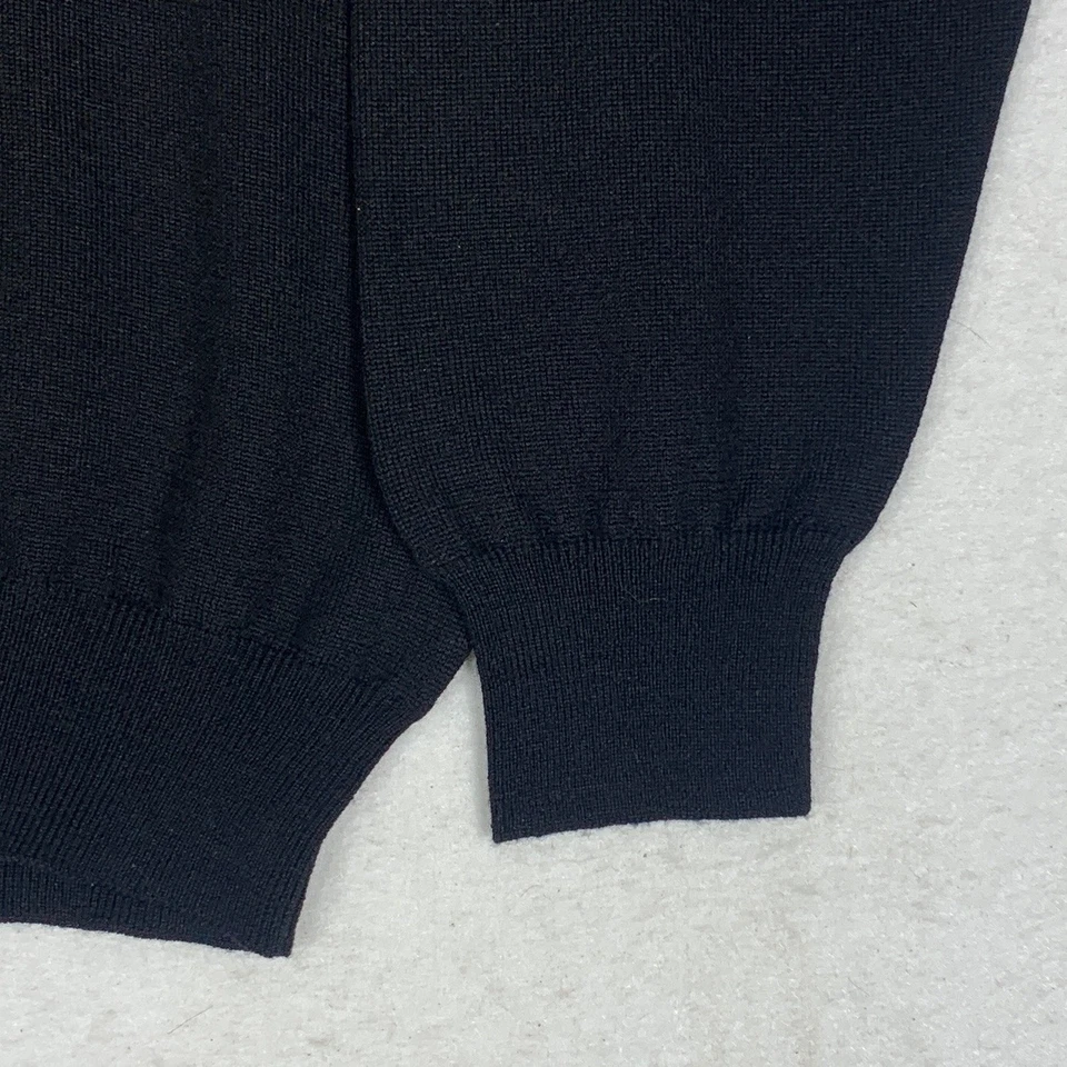 Gran Sasso Henly Sweater Men's Black Large 100% Wool Knit Polo Made Italy - Image 4 of 4