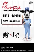 Kansas City Royals Chick Fil A Cow Bobble Head SGA 9/2 Presale