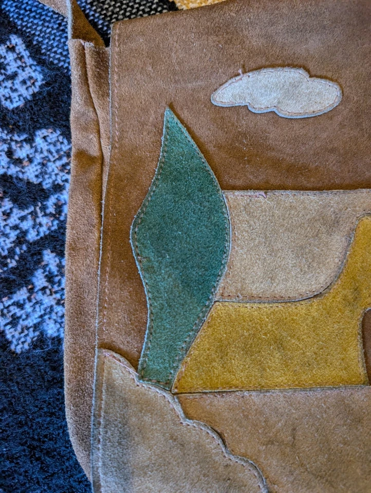 Vintage Suede Hippie Western Shoulder bag Multi Color Boho 60s 70s 80s Brown  - Image 2 of 4