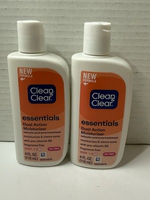 2 New Clean & Clear Essentials Dual Action Moisturizer - 4 FL OZ (118 mL)