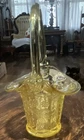 Vintage Fenton Butterflies and Berries Yellow Topaz Basket with tags and sticker